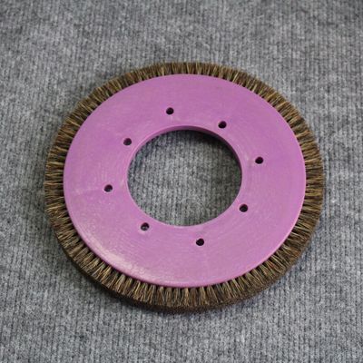 acheter Pièces de la machine de stenter personnalisées roue de brosse corps en plastique violet mélangé poils de porc 8 trous fabrication en ligne