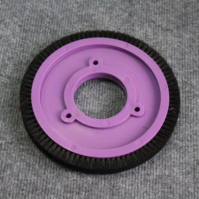 acheter Pièces de la machine de stenter personnalisées roue de brosse corps en plastique violet mélangé poils de porc 8 trous fabrication en ligne